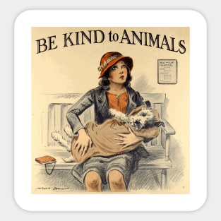 Vintage "Be Kind to Animals" - Little Girl Design Sticker